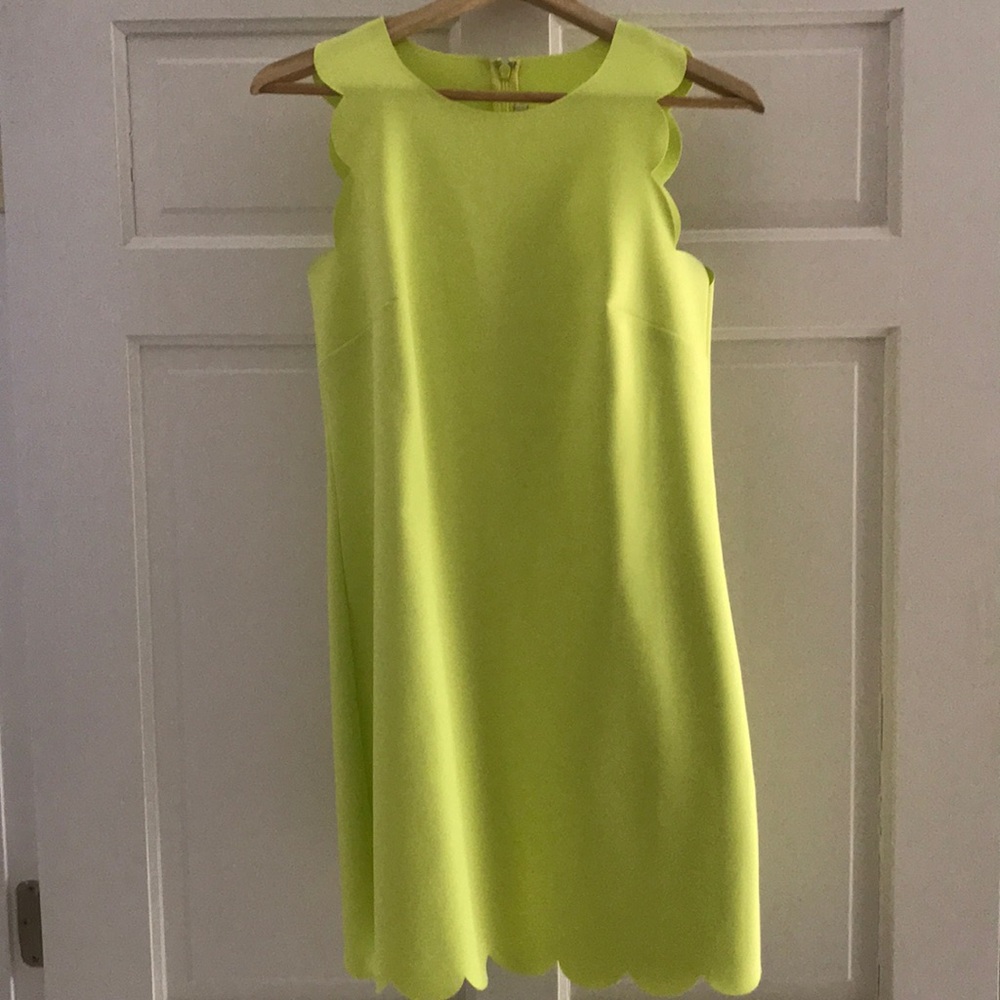 J.Crew Laser Scallop Cut Citron Shift Dress